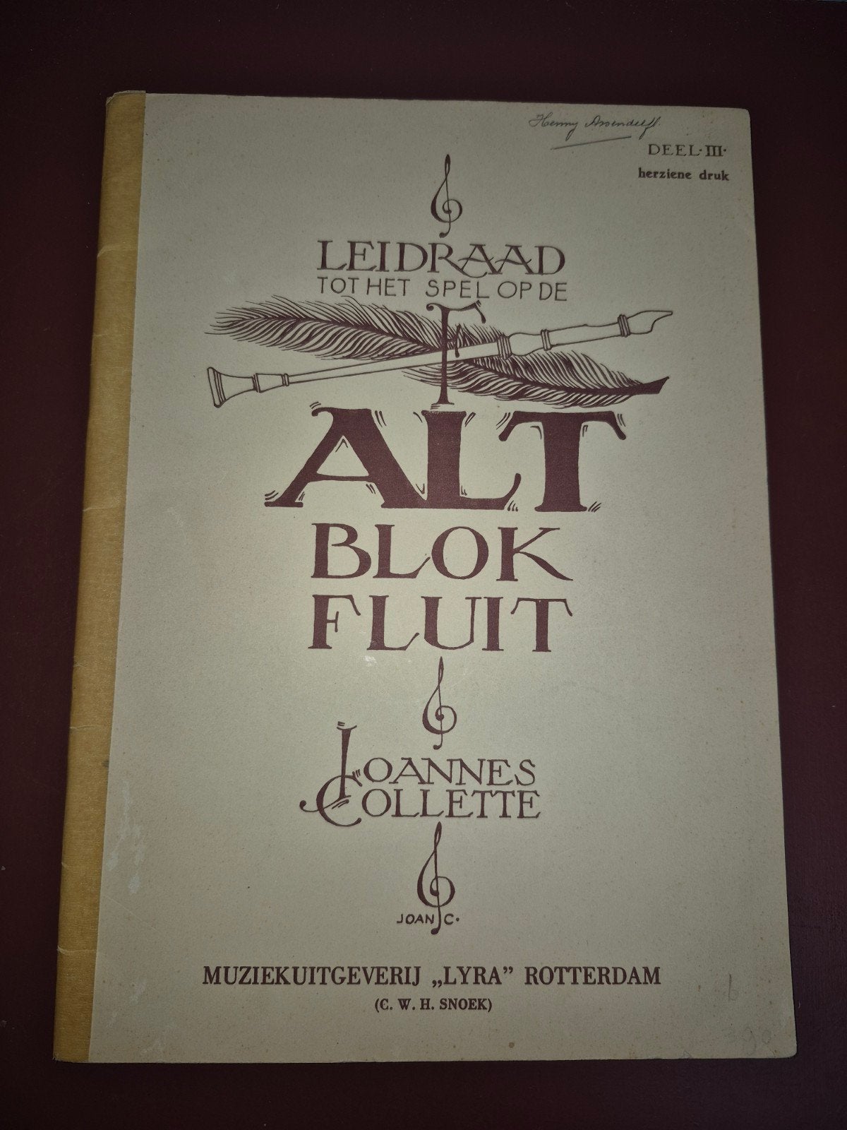Leidraad tot het spel op de altblokfluit - Joannes Collette, Gebruikt, Klassiek, Les of Cursus, Ophalen of Verzenden