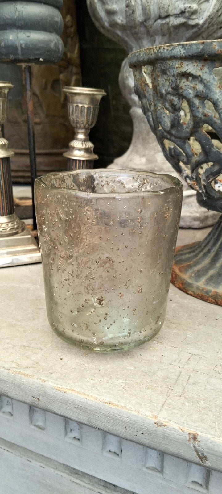 Klein bubbelglaasje waxineglaasje
Waxine glas kandelaar, Gebruikt, ., Waxinelichthouder, Ophalen of Verzenden
