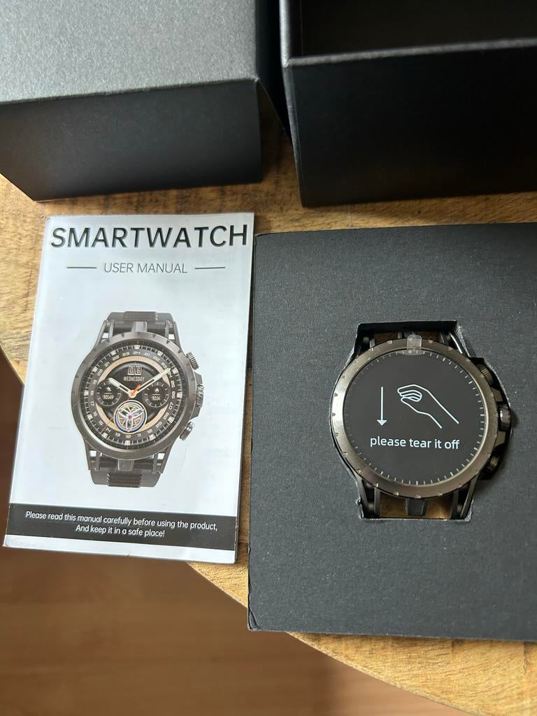 Nieuwe Smartwatch met extra bandjes en handleiding, Sieraden, Tassen en Uiterlijk, Smartwatches, Hartslag, Zwart, Nieuw, Ophalen of Verzenden