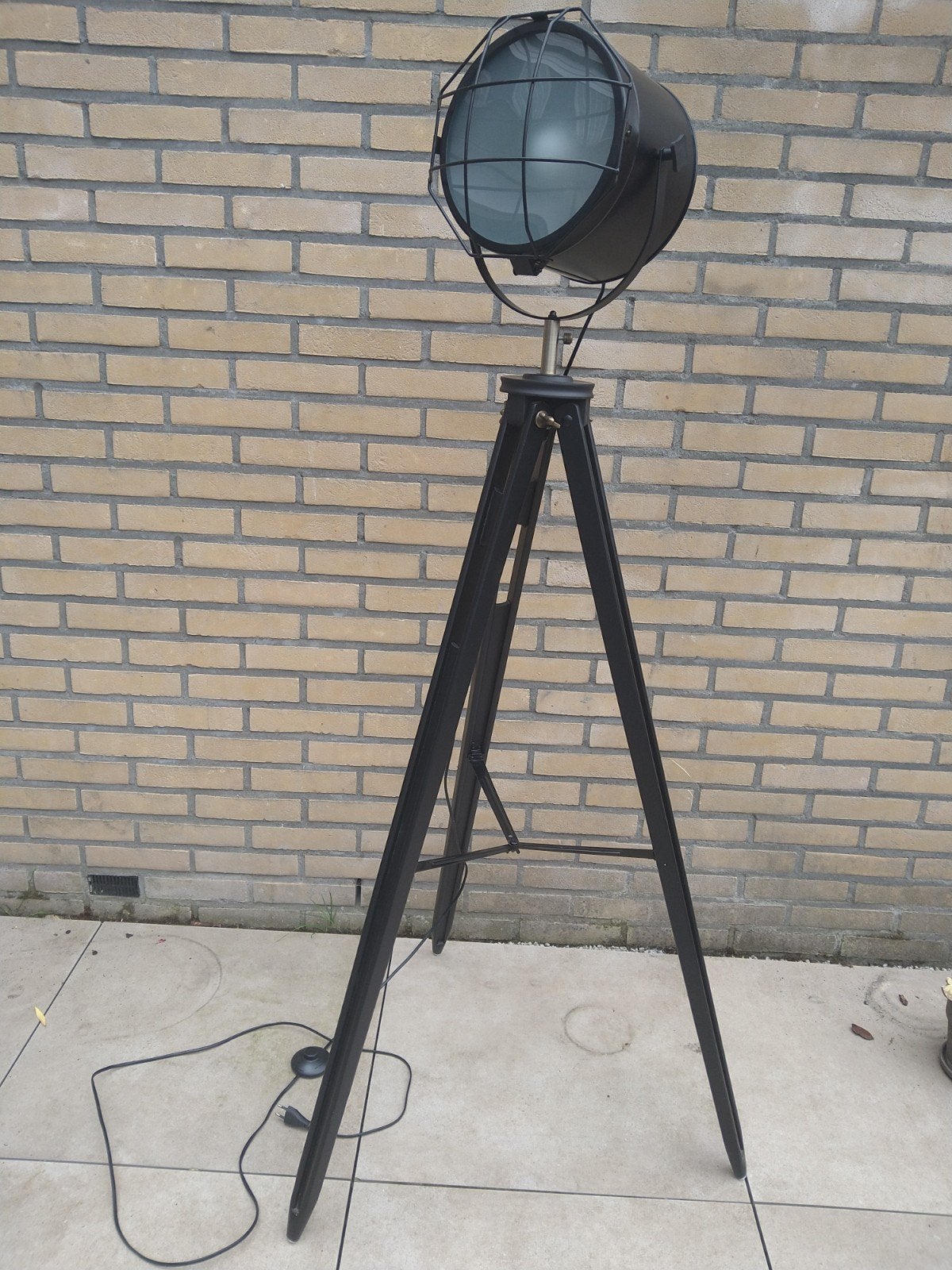 Stoere industriële telescooplamp lamp zwart metaal, 156 cm, Ophalen, Gebruikt, E27 (groot), Metaal