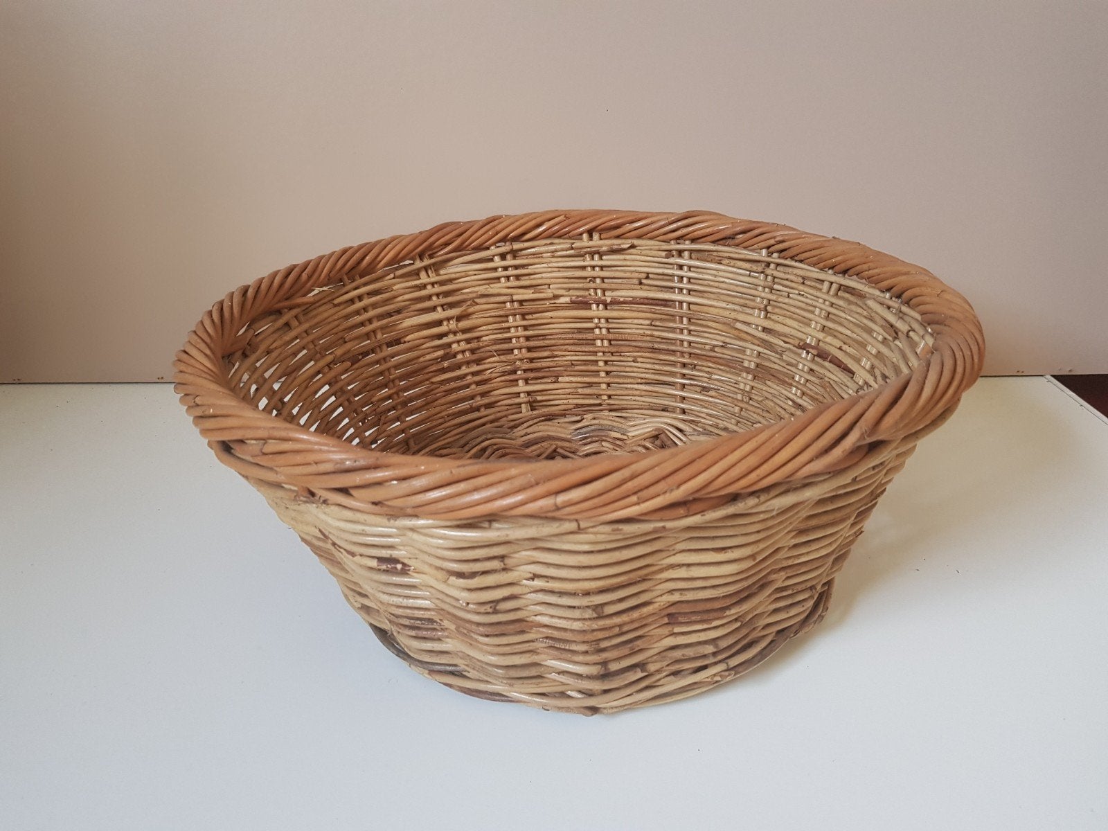 rieten mand rotan, Ophalen of Verzenden, Gebruikt, Rond, Riet