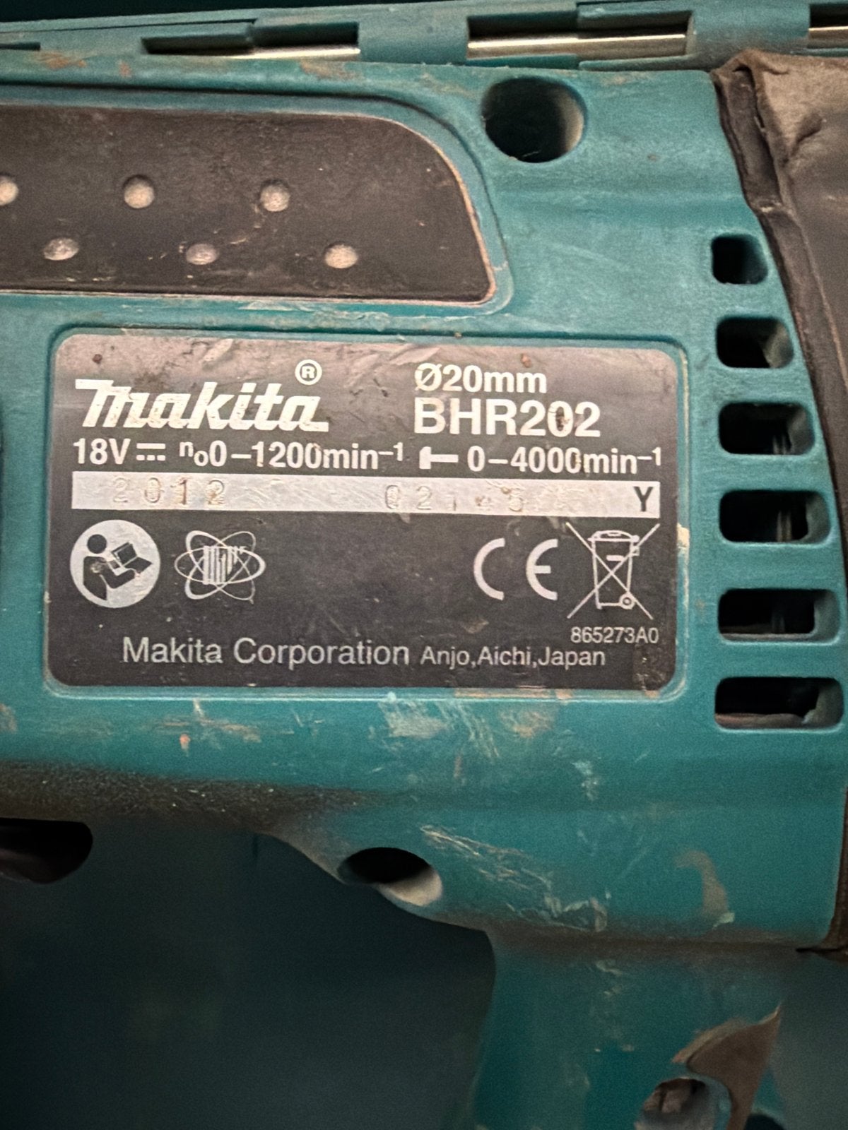 Makita BHR202 Boorhamer met boren in koffer, Ophalen of Verzenden, Gebruikt, Boor- en/of Breekhamer
