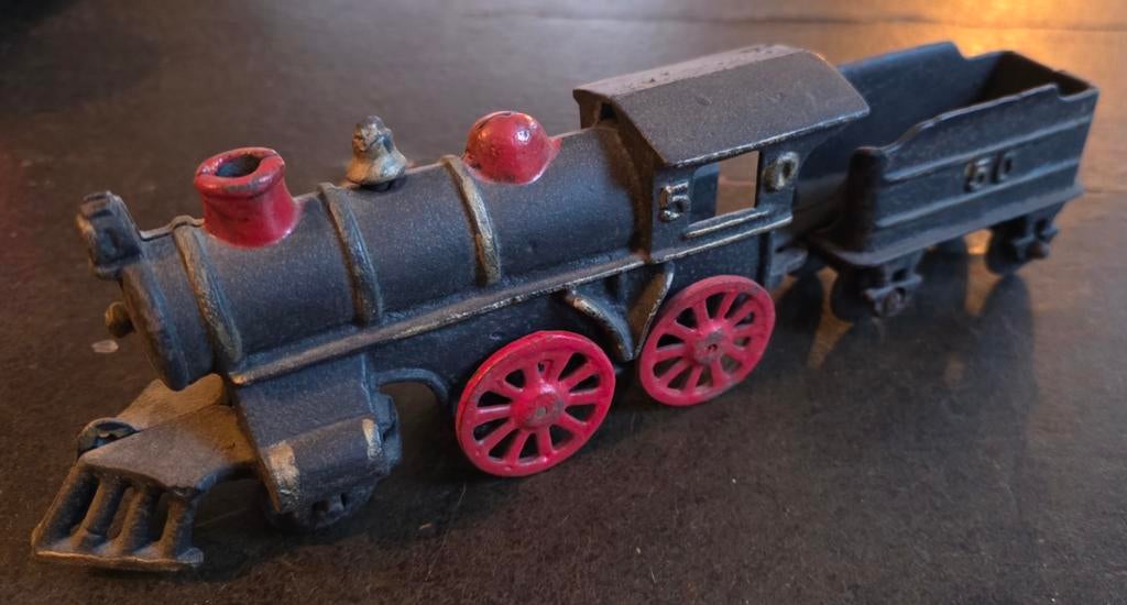 Gietijzeren Historische Amerikaanse Locomotief met Tender, Hobby en Vrije tijd, Ophalen of Verzenden, Gelijkstroom, Locomotief