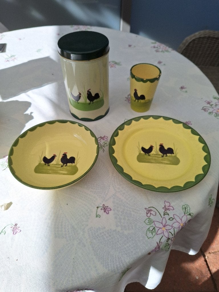 Hahn und Henne servies, Haan en Kip, Zeller Keramiek, Gebruikt, Overige merken, Keramiek, Landelijk/Boerenbont
