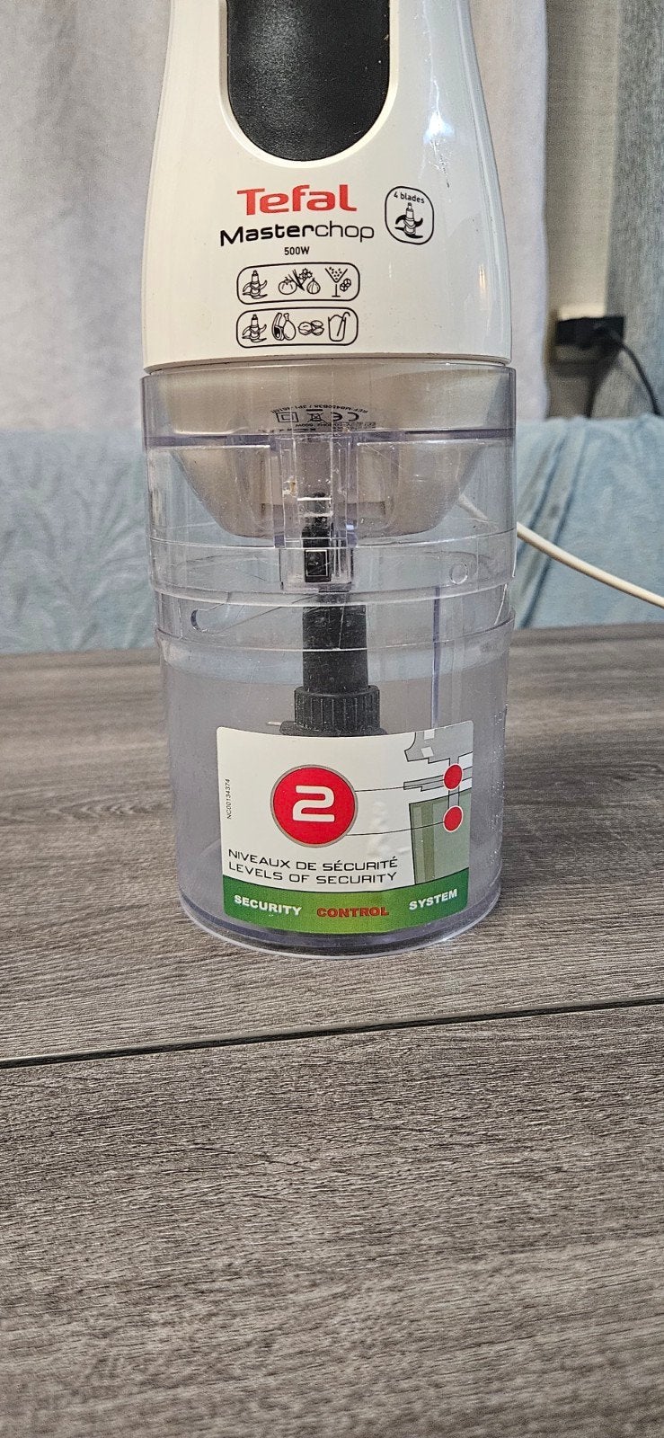 Tefal Masterchop 500W hakmolen met 4 messen, Minder dan 1 liter, Ophalen of Verzenden, Gebruikt, 1 snelheid