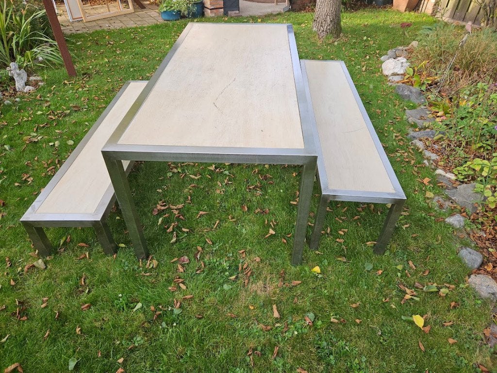 tafel, bankje en laag bankje/tafel, Ophalen, 50 tot 100 cm, Zo goed als nieuw, Vijf personen of meer