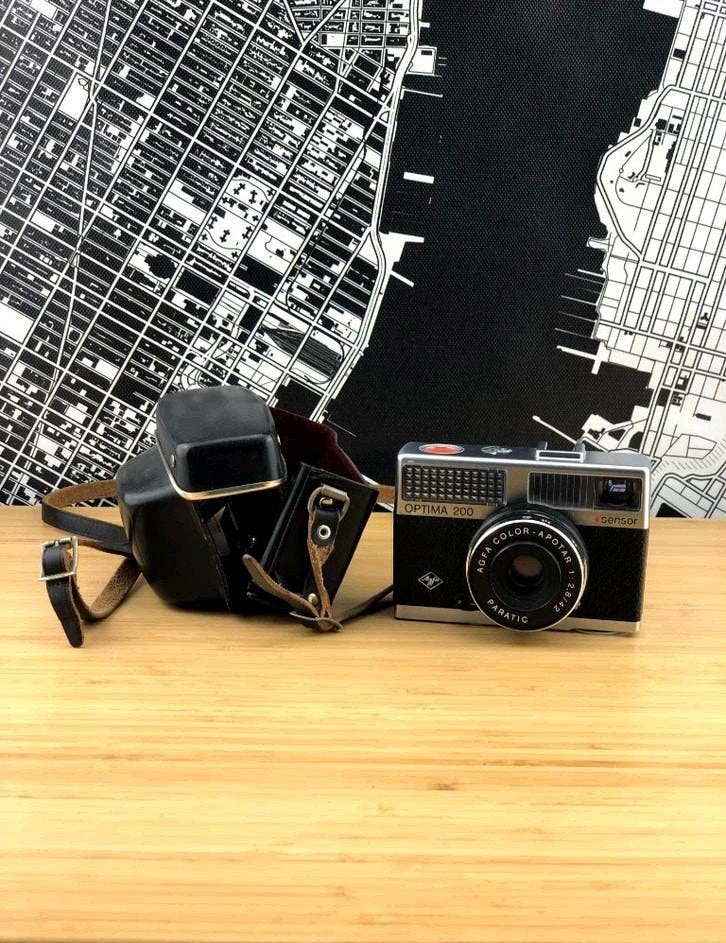 Agfa Optima 200 Sensor Vintage analog Camera Met Lederen Tas, Audio, Tv en Foto, Ophalen of Verzenden, Gebruikt, Compact, Overige Merken