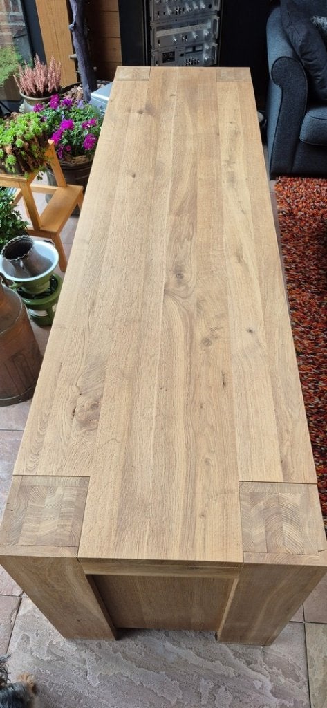 Dressoir Quint Massief Eiken, Huis en Inrichting, Kasten | Dressoirs, Ophalen, Met deur(en), Eikenhout, 200 cm of meer
