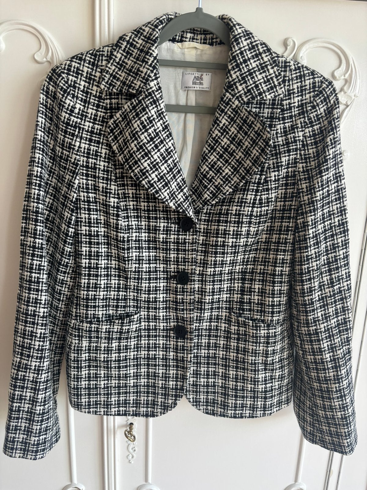 Nieuw zwart wit tweed jasje Alba Moda maat 36, Kleding | Dames, Wit, Nieuw, Ophalen of Verzenden, Jasje