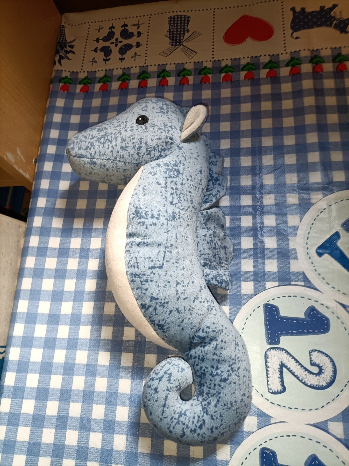 Zeepaard knuffel blauw met wit Albert Heijn, Ophalen of Verzenden, Zo goed als nieuw, Overige typen