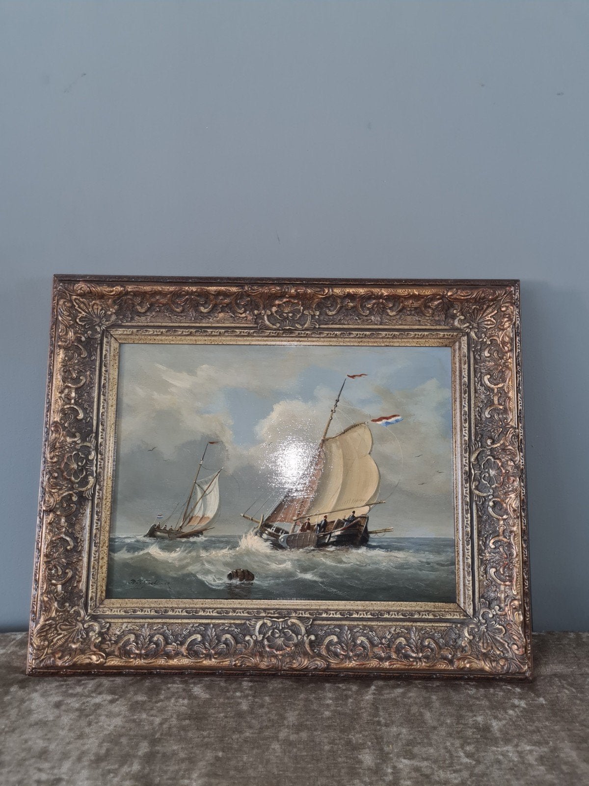Schitterend Maritiem Schilderij gesigneerd P.F. Jochemsz, Ophalen, Origineel werk, Olieverf, Klassiek