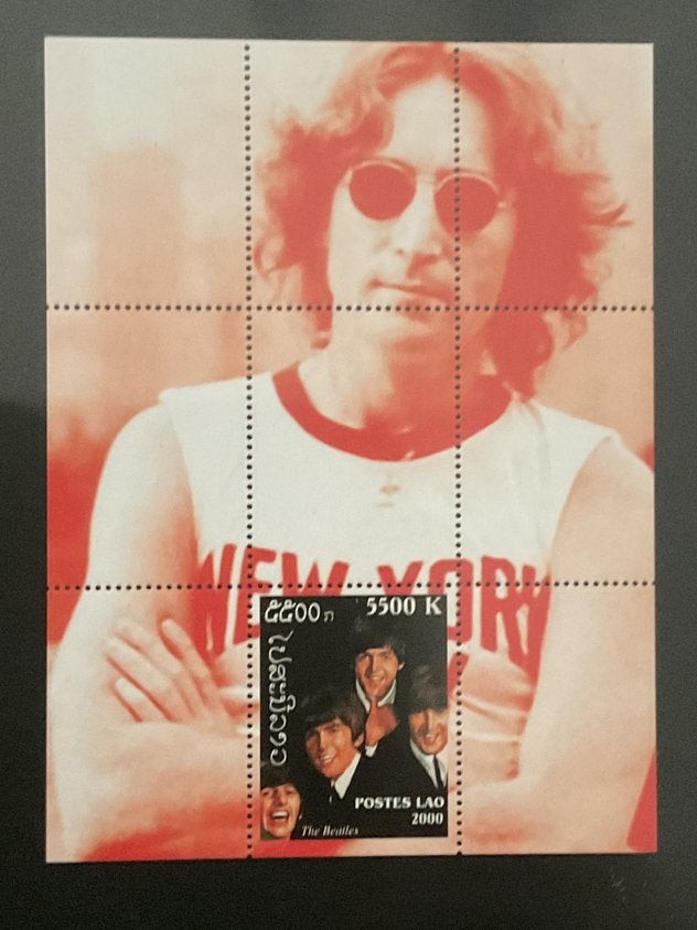 Postzegelvel John Lennon & The Beatles - Laos 2000, Verzenden, Postfris, Overige thema's