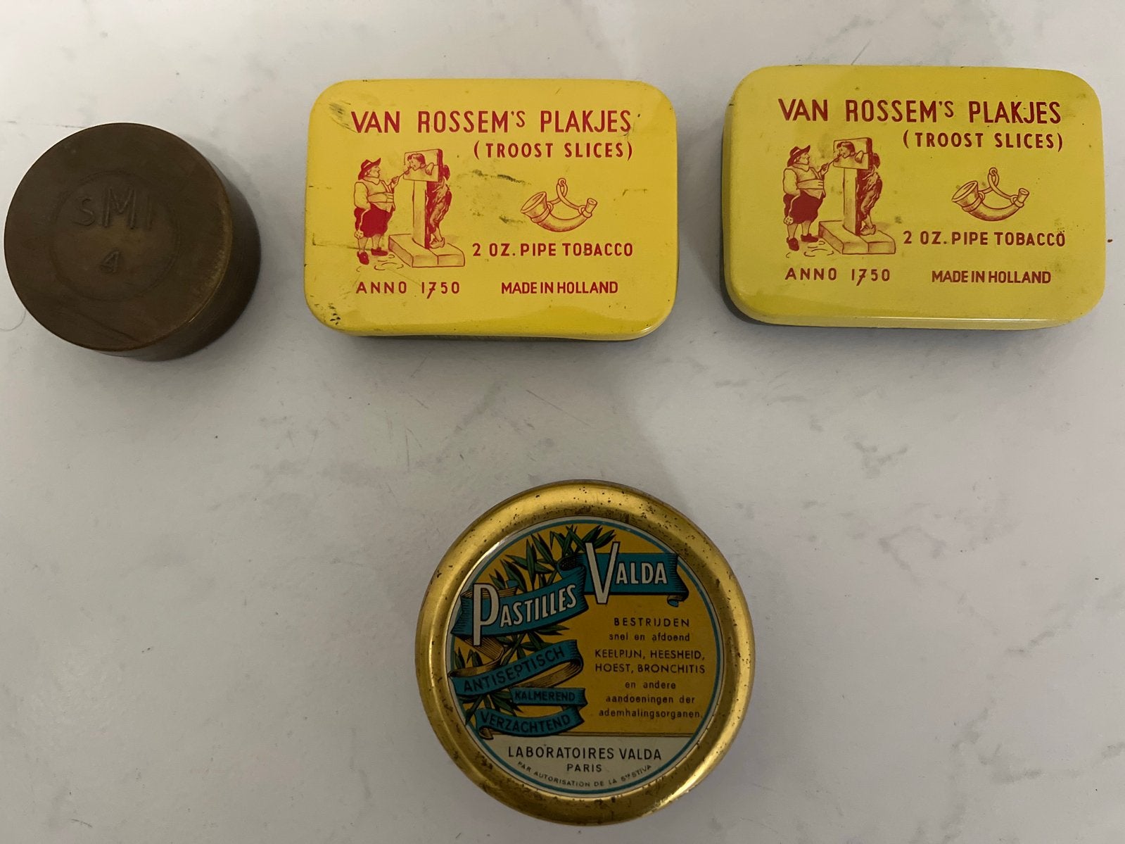 Vintage blikken: Valda Pastilles en Van Rossem's Plakjes, Ophalen of Verzenden, Gebruikt, Overige, Overige merken