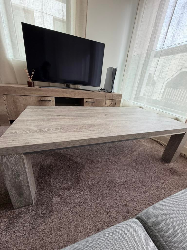 Prachtige Massief Eiken Set: Eettafel 220cm Salontafel 135cm, Ophalen, 100 tot 150 cm, Eikenhout, 200 cm of meer