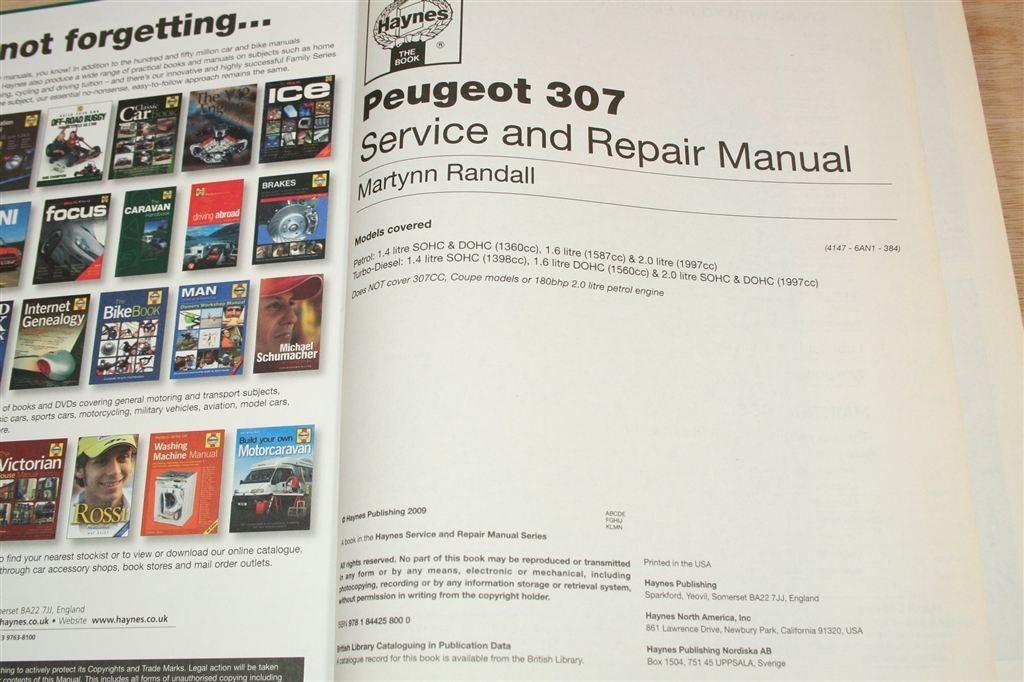 Peugeot 307 — Haynes Werkplaatshandboek 2001–2008, Ophalen of Verzenden