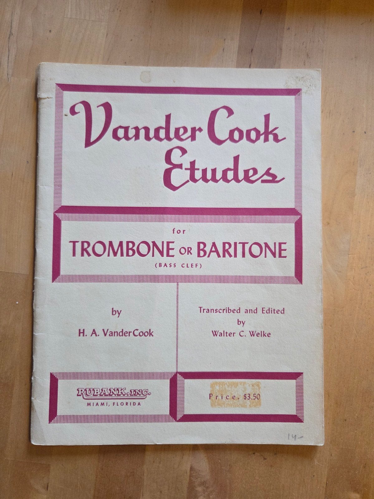 Vander Cook Etudes voor Trombone of Bariton (Bass Clef), Gebruikt, Klassiek, Ophalen of Verzenden, Artiest of Componist