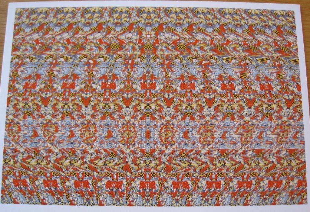 Magic eye kaart met geel - blauw - rood motief - nieuw, Verzenden, 1980 tot heden, Ongelopen, Overige thema's