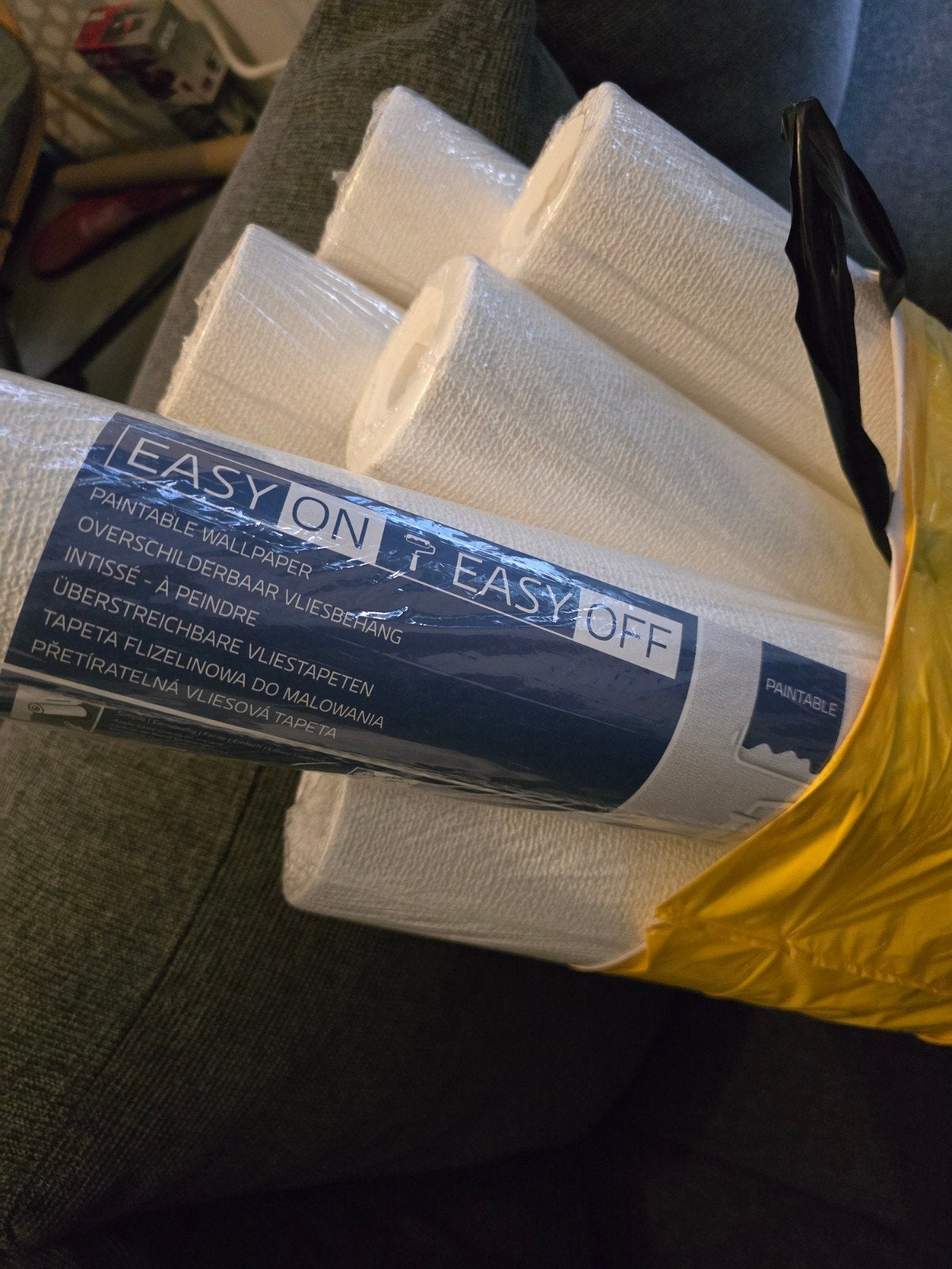 7 Rollen Overschilderbaar Vliesbehang, Nieuw in Folie action, Ophalen, Wit