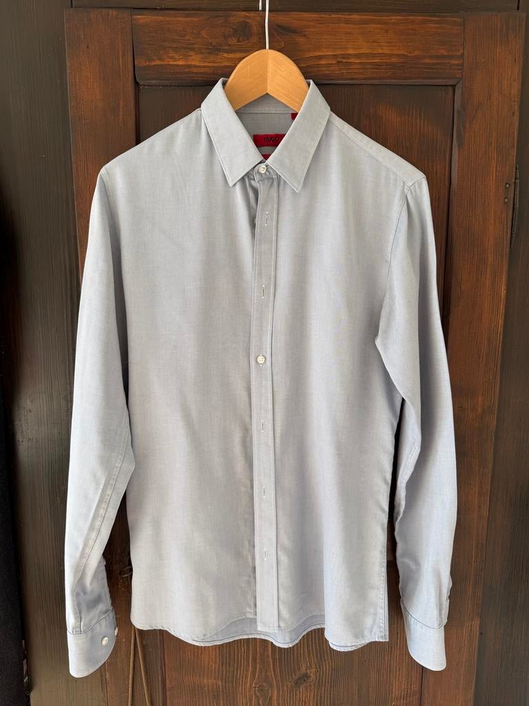 Hugo Boss lichtblauw overhemd heren, Ophalen of Verzenden, Zo goed als nieuw, Blauw