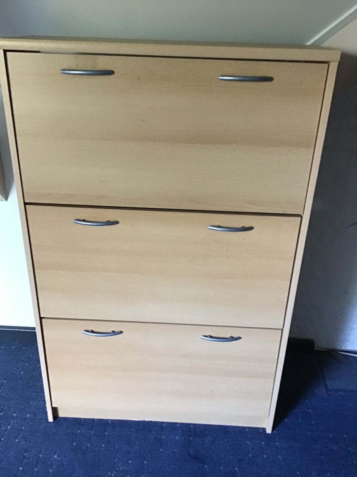 2 schoenenkasten houtlook, elk voor 18+ paar schoenen, Ophalen, Gebruikt