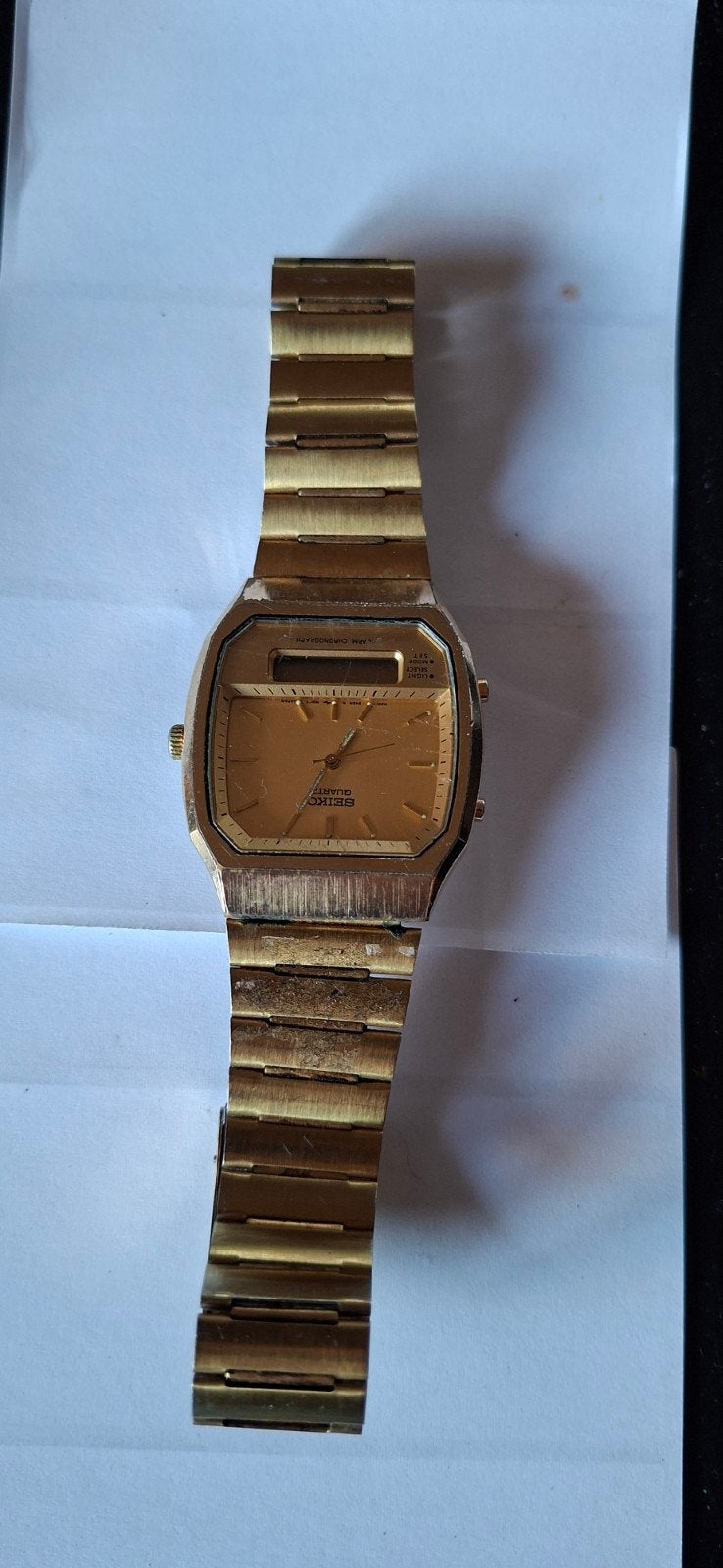 Vintage Seiko Quartz Horloge Goudkleurig, Gebruikt, Polshorloge, Ophalen of Verzenden, Overige materialen