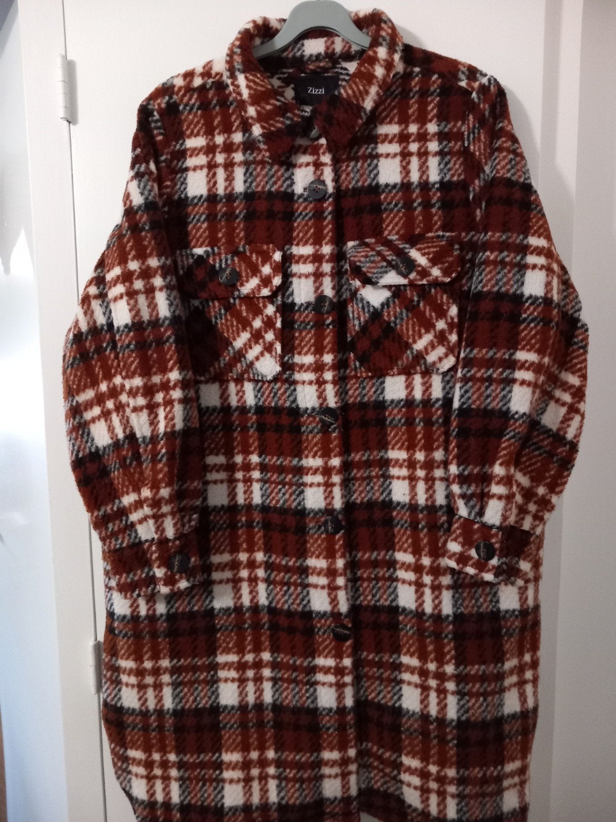 ZIZZI, bruin/ZWART/crème LANG vest/jas, mt 50 (zizzi mt M), Zizzi, Bruin, Trui of Vest, Ophalen of Verzenden