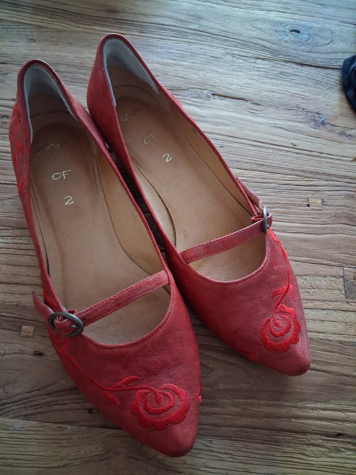 Rode ballerina's met borduursel - Maat 39, Kleding | Dames, Ophalen of Verzenden
