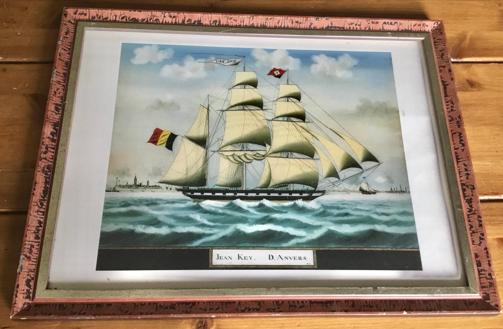 SCHILDERIJ PRINT JEAN KEY D. ANVERS - ZEILSCHIP, Ophalen of Verzenden