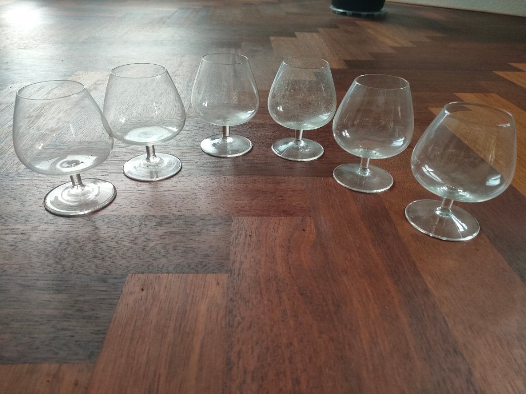 Vintage cognac glazen 6x, Ophalen, Zo goed als nieuw, Overige typen