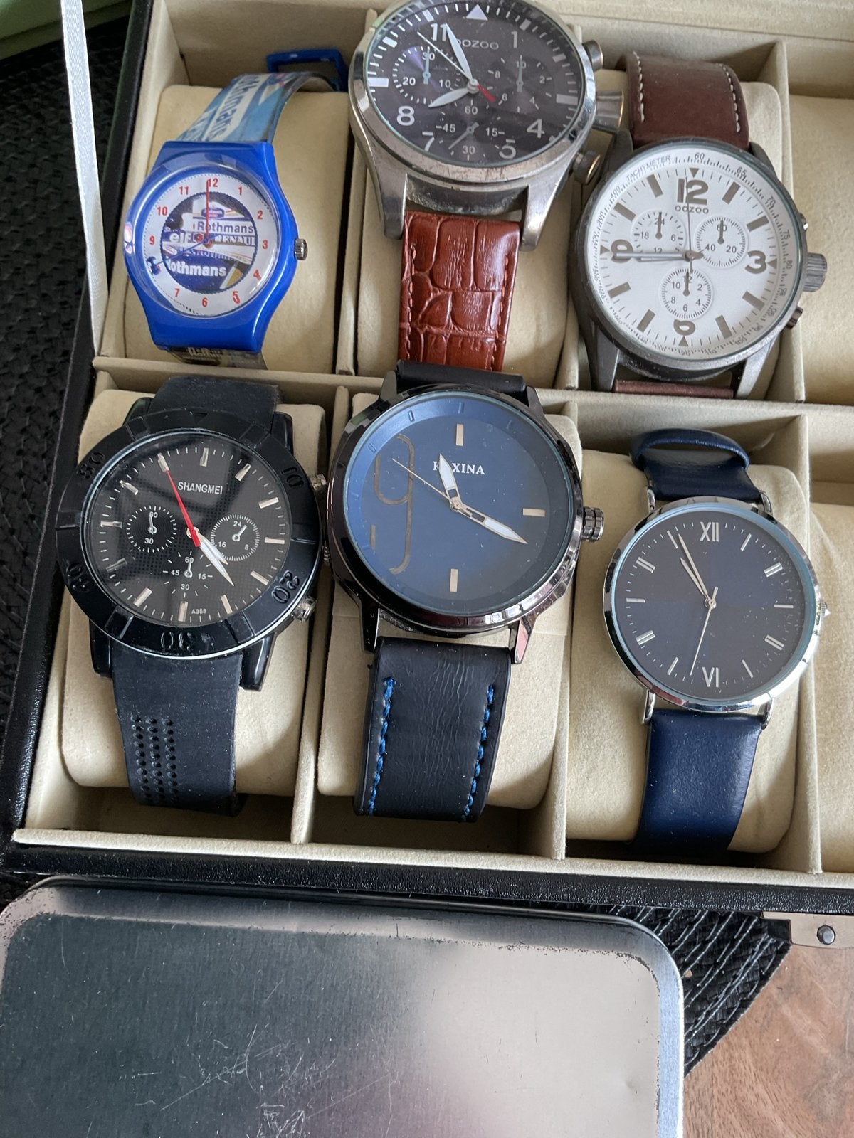Partij diverse horloges in opbergboxen, Overige merken, Overige materialen, Gebruikt, Polshorloge