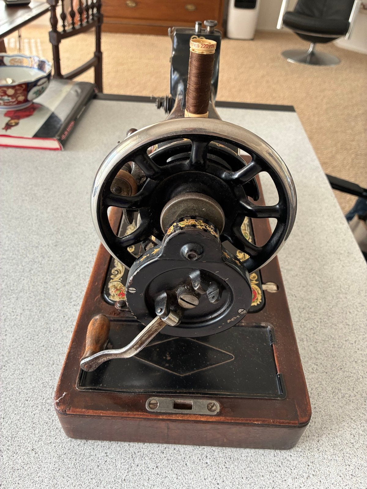 Antieke Singer Naaimachine met Houten Kap, Ophalen of Verzenden