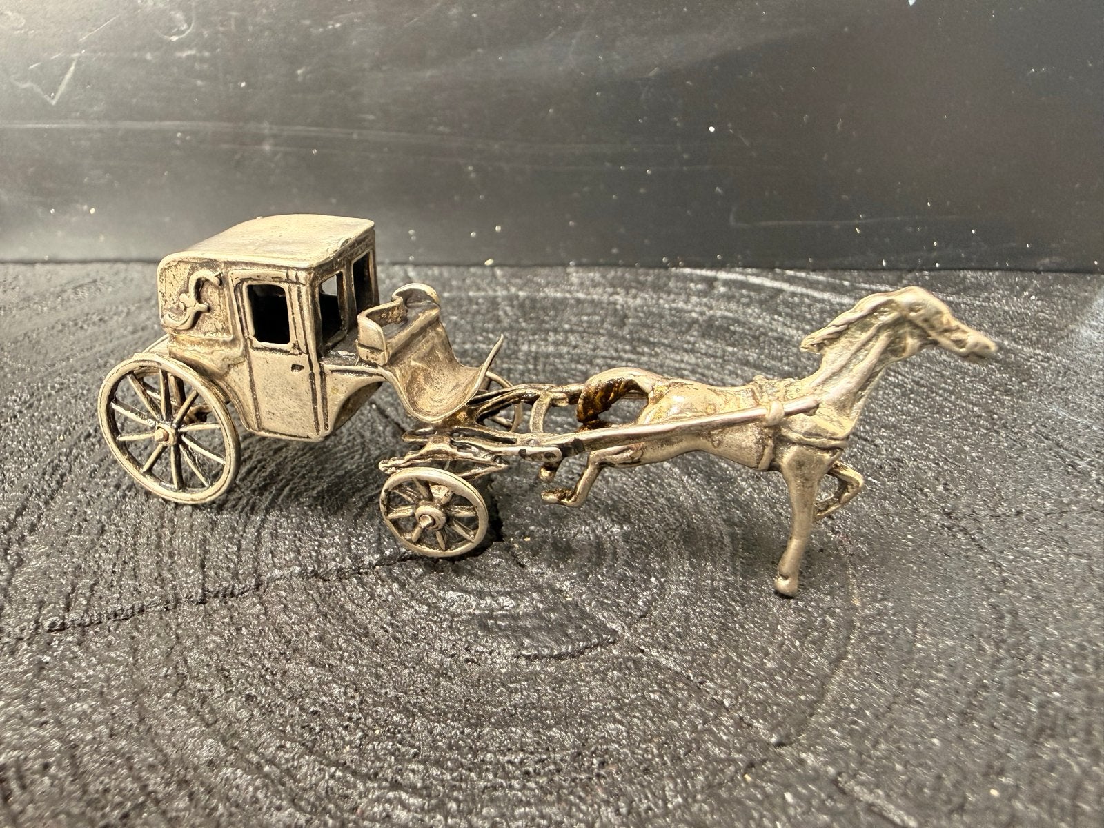 Zilveren Miniatuur Koets met Paard, Verzenden, Zilver