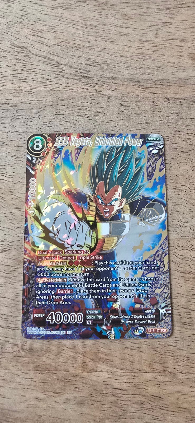 Vegeta SSB Unbridled Power BT16-147 SCR Dragon Ball Super, Ophalen of Verzenden, Nieuw, Losse kaart, Foil