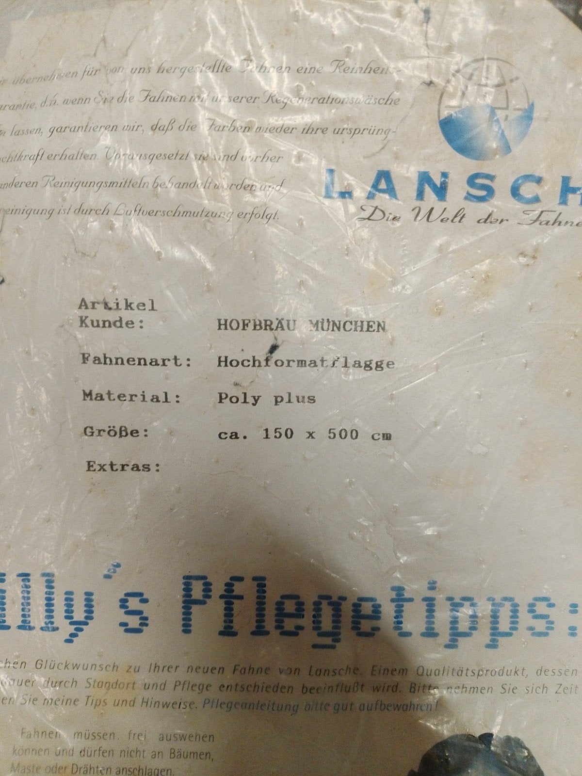 vlag hofbrau München megavlag, Ophalen of Verzenden, Reclamebord