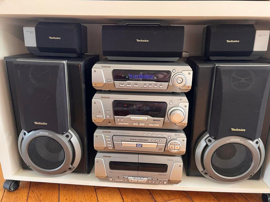 Technics stereo installatie met super woofer speakers, Audio, Tv en Foto, Stereo-sets, Gebruikt, Cassettedeck, Losse componenten
