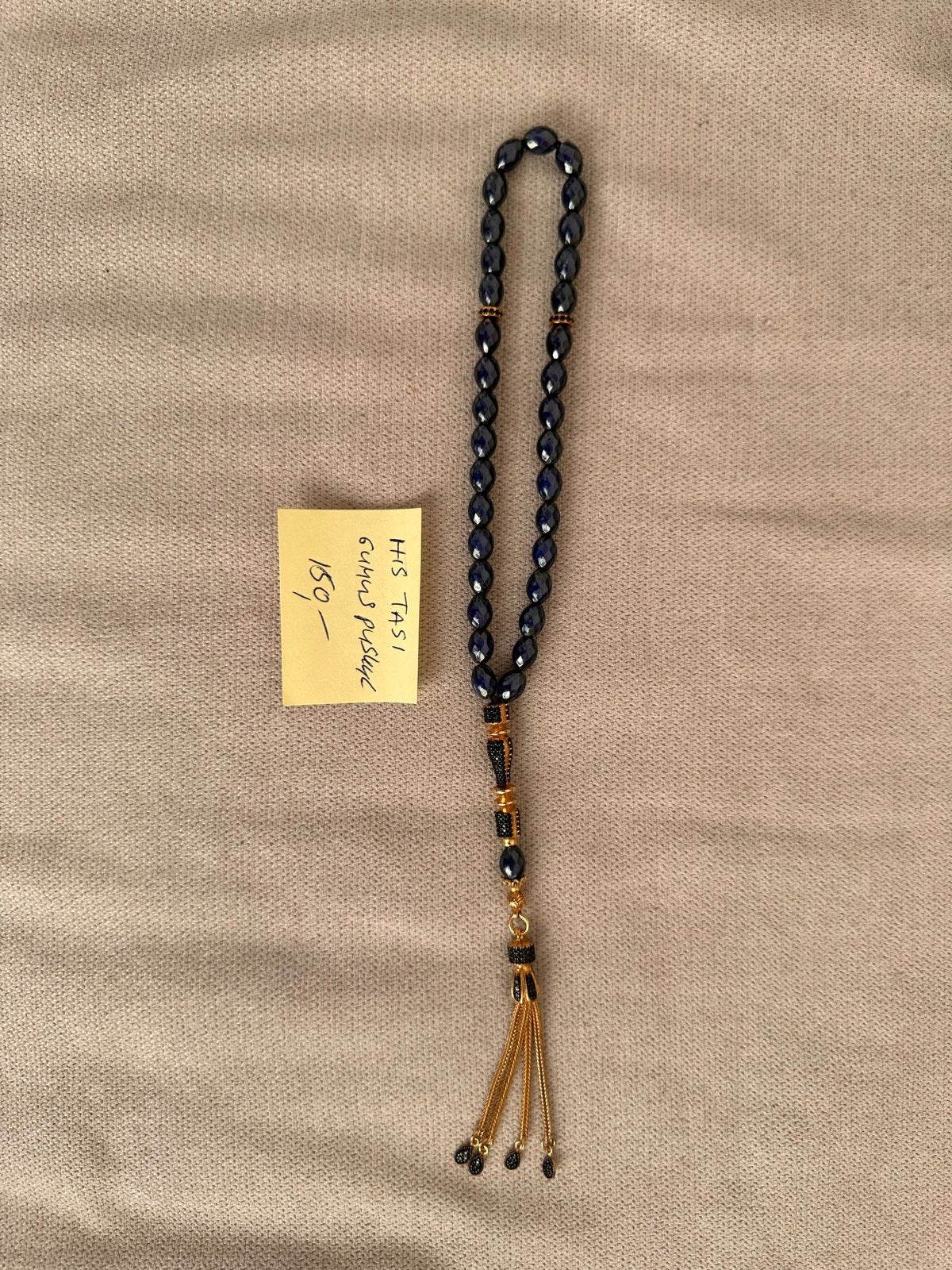 Mooie donkerblauwe gebedskralen met gouden accenten, Sieraden, Tassen en Uiterlijk, Kettingen, Blauw, Ophalen of Verzenden, Zo goed als nieuw