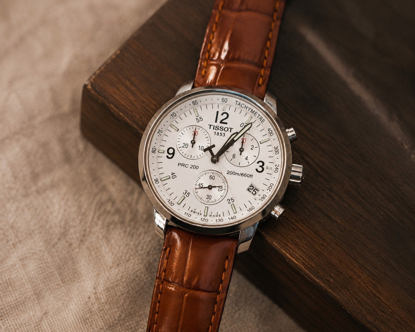 Tissot PRC 200 Chronograph Herenhorloge - Wit/Bruin, Ophalen of Verzenden