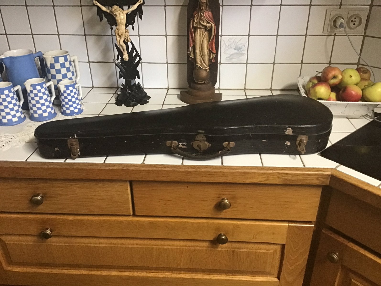 Prachtig antiek houten vioolkoffer, Ophalen of Verzenden, Zo goed als nieuw, 4/4-viool