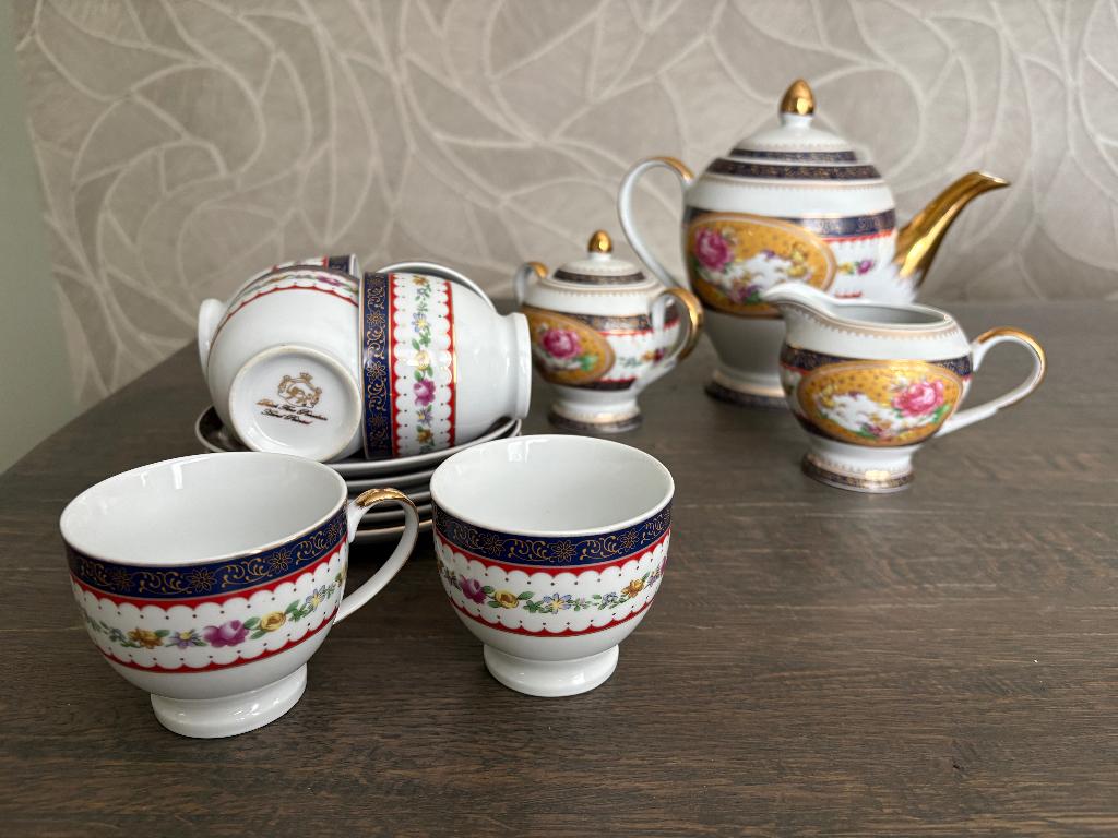 theeservies, handgeschilderd, "dutch fine porcelain", Ophalen of Verzenden