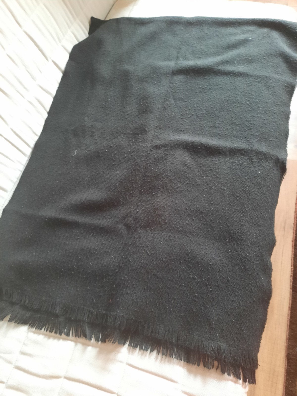 Grote Zwarte Wollen Sjaal, Maat 46/48 (XL) of groter, Ophalen of Verzenden, Onbekend, Sjaal
