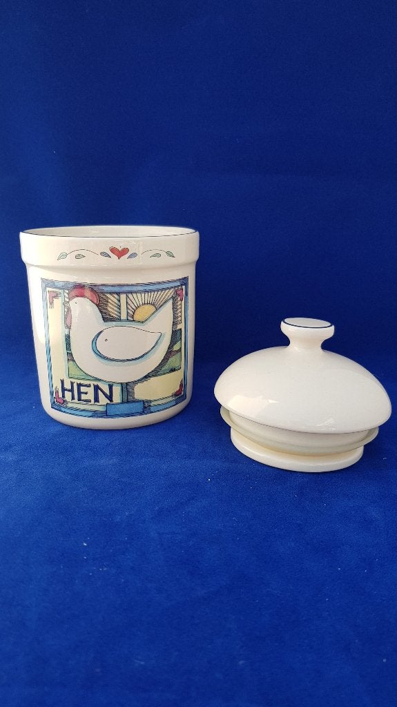 Susan Winget voorraadpot Hen, aardewerk met deksel. 7B9, Tweedehands verkoop, Tweedehands verkoop, Gebruikt, Ophalen of Verzenden