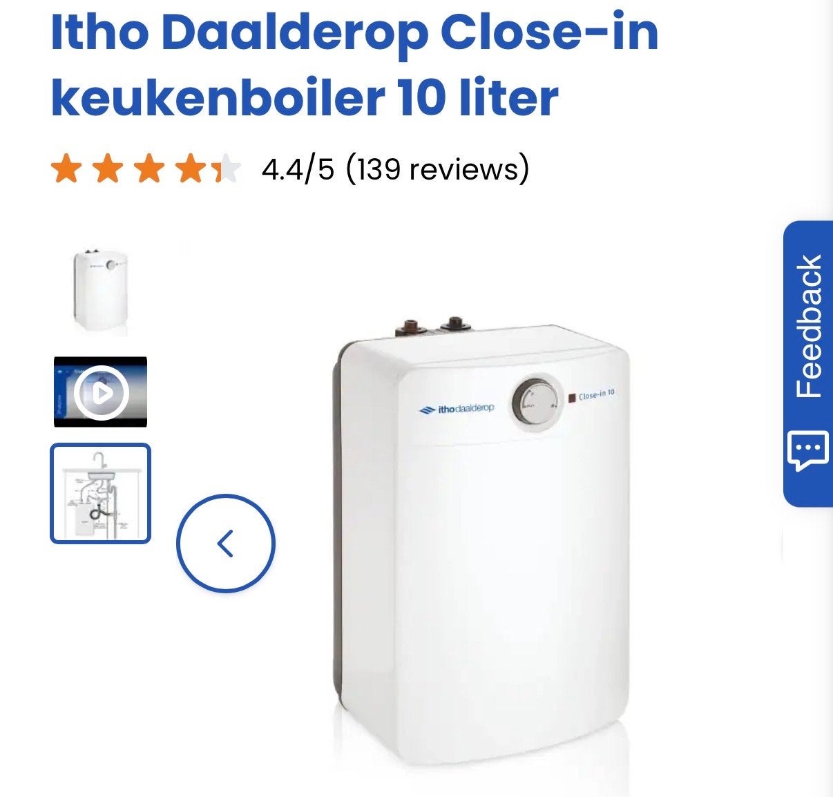 Itho Daalderop Close-in keukenboiler 10 liter, Doe-het-zelf en Verbouw, Geisers en Boilers, Ophalen, Aardgas, Nieuw, Boiler