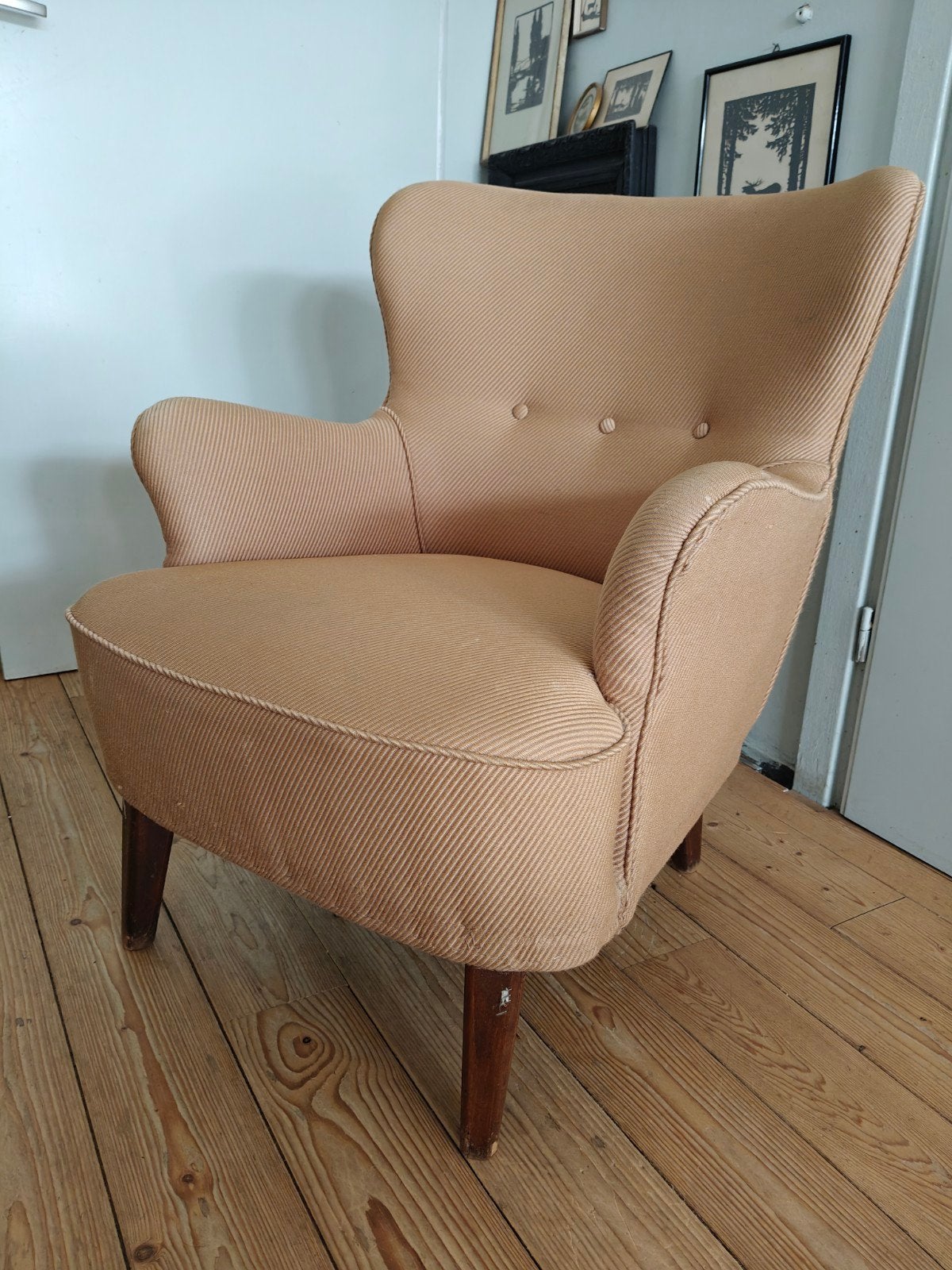 Theo Ruth x ARTIFORT vintage oorfauteuil cocktail stoeltje, Ophalen, Gebruikt, Vintage, 75 tot 100 cm
