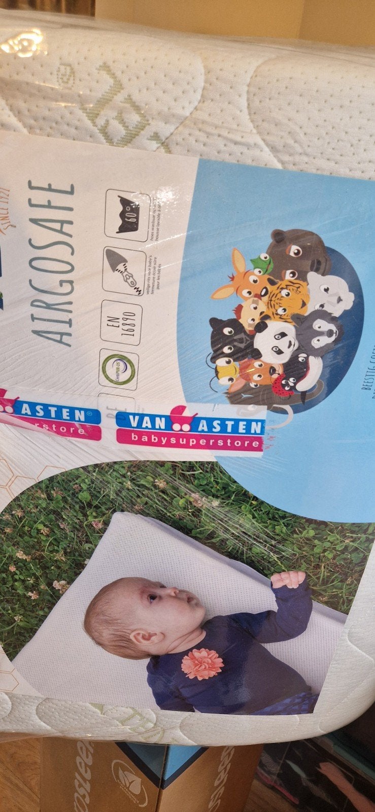 Matras 140x70 Tencel Airgosafe Van Asten Baby NIEUW, Ophalen, Nieuw, 190 cm of minder, Matras
