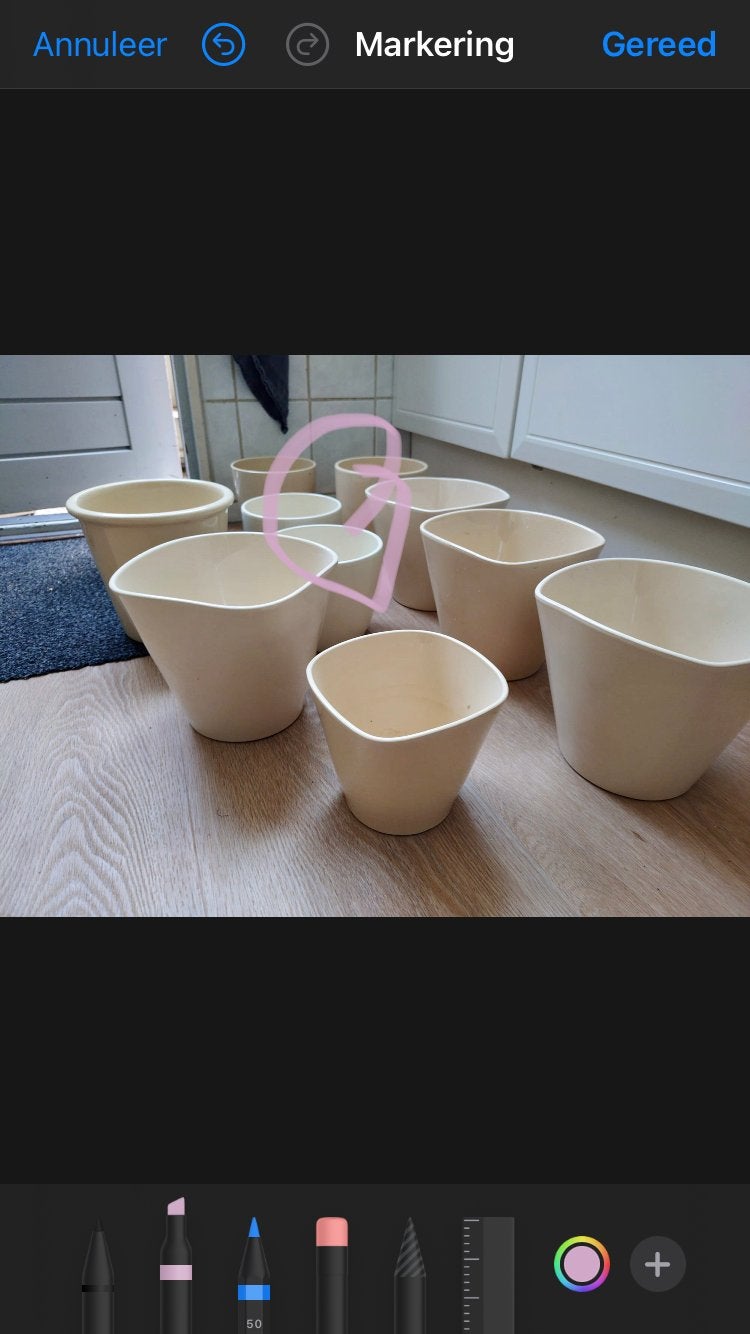 Serie beige bloempotten, rond en vierkant, Ophalen, Gebruikt, Rond, Binnen