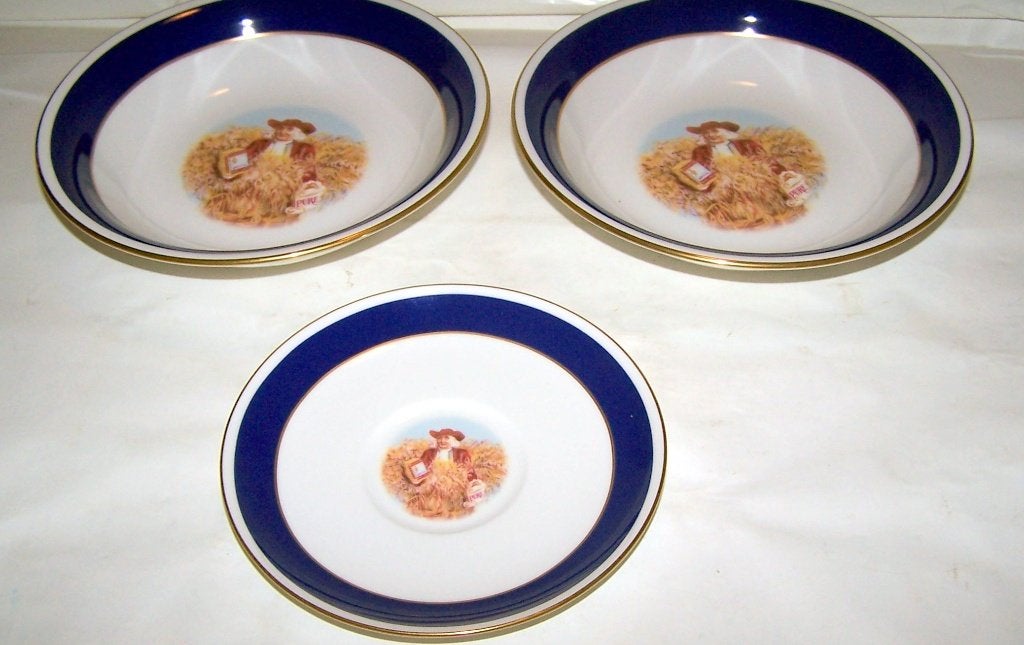 2 x porseleinen schalen+ 1 kom-Royal Worchester Quaker Oats, Ophalen of Verzenden