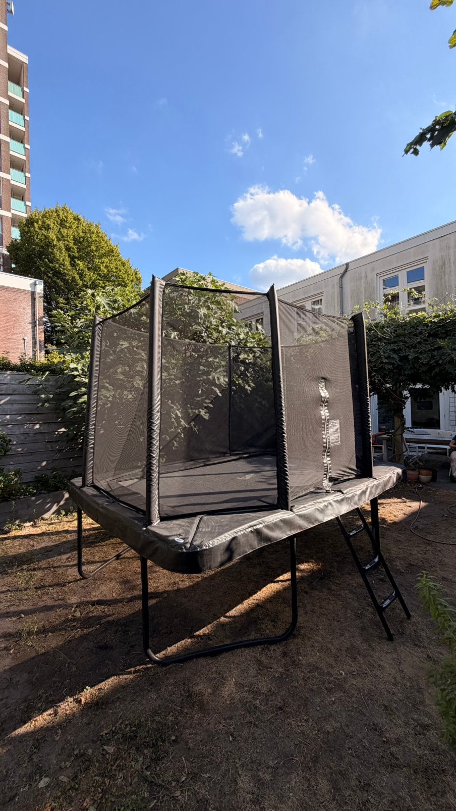 Akrobat trampoline met veiligheidsnet 340 x 250, Ophalen, Gebruikt