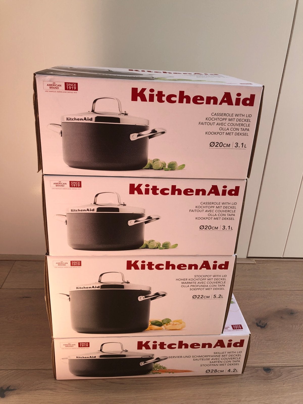 KitchenAid Pannenset - 4-delig - Nieuw in doos, Ophalen, Nieuw, Overige materialen, Pannenset