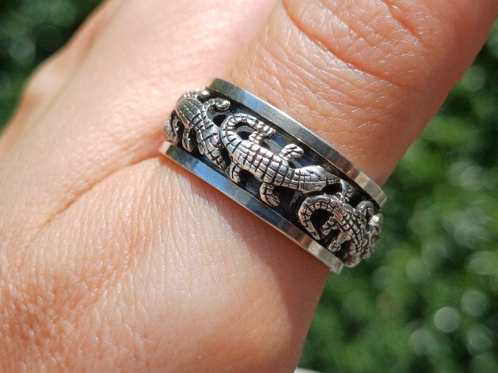 Vanoli 925 zilver draai spinning ring krokodil maat 19, Vanoli, 19 tot 20, Amsterdam, Nieuw