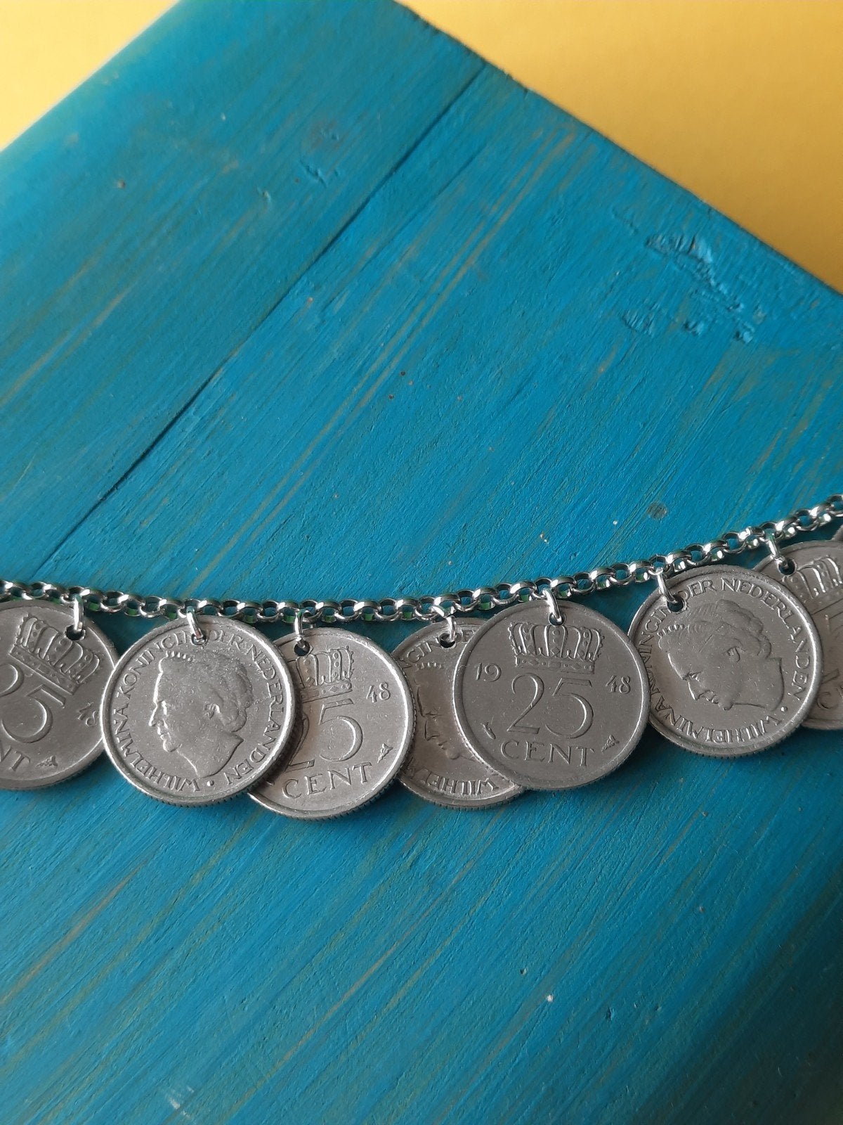 Wilhelmina Kwartjes Armband. Lengte 18.5cm, Sieraden, Tassen en Uiterlijk, Armbanden, Ophalen of Verzenden, Zo goed als nieuw